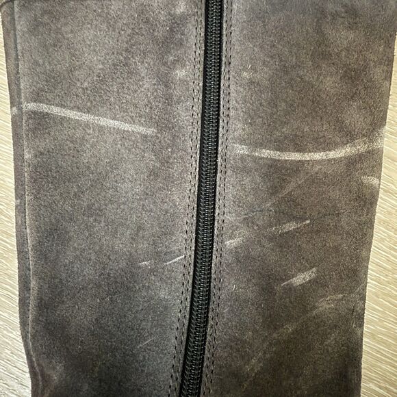 NEW Born Fannar Leather Suede Gray Knee High Tall Wide Calf Boot Sz 6 M $240 - Picture 9 of 11